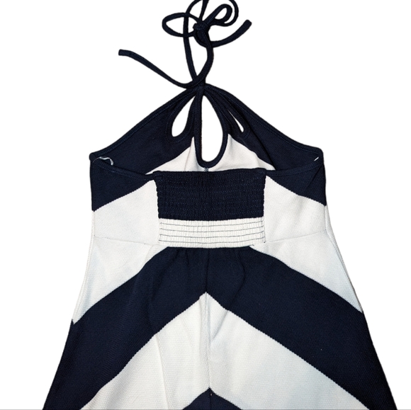 NWT Anthropologie Saturday Sunday Chevron  Nautical Halter Cut Out Mini Dress - Picture 8 of 11